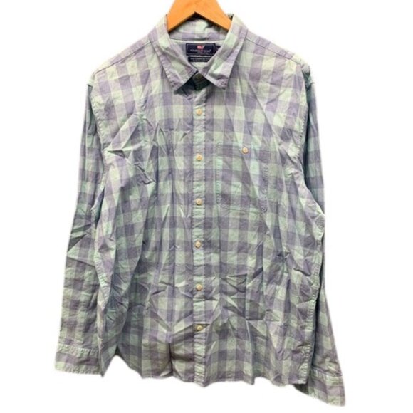 Vineyard Vines Men’s XL Plaid Button Down Shirt Cotton Blend Slim Fit Preppy - Picture 1 of 9